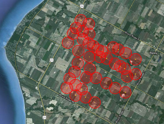 Locations of the wind turbines - http://ontario-wind-turbines.org/owt-maps-c1.html